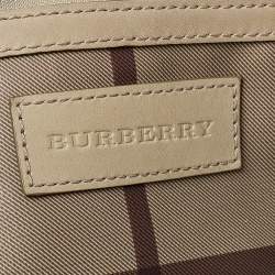 Pre Owned Burberry Beige Smoke Check Coated Canvas and Leather Small Canterbury Tote