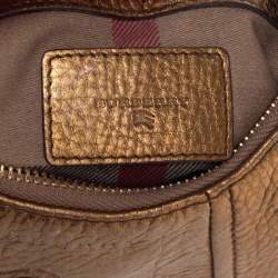 Burberry Metallic Gold Grained Leather Hobo