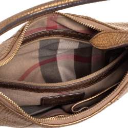 Burberry Metallic Gold Grained Leather Hobo