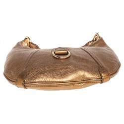 Burberry Metallic Gold Grained Leather Hobo