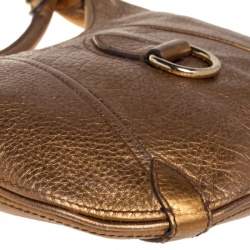 Burberry Metallic Gold Grained Leather Hobo