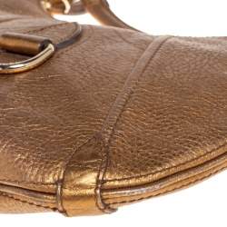 Burberry Metallic Gold Grained Leather Hobo