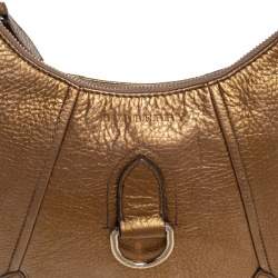 Burberry Metallic Gold Grained Leather Hobo