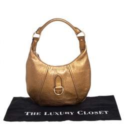 Burberry Metallic Gold Grained Leather Hobo
