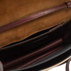 Pre Owned حقيبة كروس بربري ماكين جلد و كانفاس مربعات هاوس عنابي