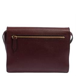 Pre Owned حقيبة كروس بربري ماكين جلد و كانفاس مربعات هاوس عنابي