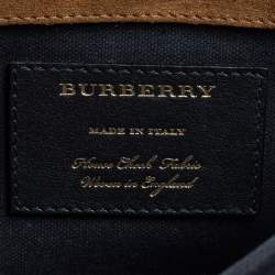 Pre Owned حقيبة كروس بربري ماكين جلد و كانفاس مربعات هاوس عنابي