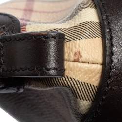 Pre Owned حقيبة كروس بربري بريمروز صغيرة جلد و بلاستيك مشمع هايماركت بيج و بني داكن