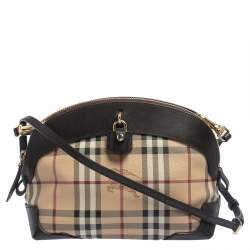 Pre Owned حقيبة كروس بربري بريمروز صغيرة جلد و بلاستيك مشمع هايماركت بيج و بني داكن