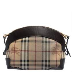 Pre Owned حقيبة كروس بربري بريمروز صغيرة جلد و بلاستيك مشمع هايماركت بيج و بني داكن