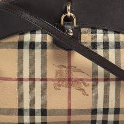 Pre Owned حقيبة كروس بربري بريمروز صغيرة جلد و بلاستيك مشمع هايماركت بيج و بني داكن