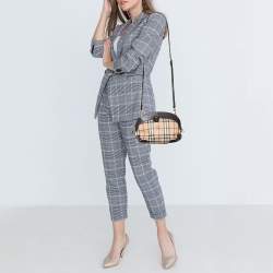 Pre Owned حقيبة كروس بربري بريمروز صغيرة جلد و بلاستيك مشمع هايماركت بيج و بني داكن