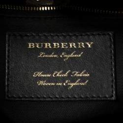 مملوكة مسبقًا Burberry Black Leather and House Check Canvas Mini Banner Tote