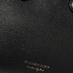 مملوكة مسبقًا Burberry Black Leather and House Check Canvas Mini Banner Tote