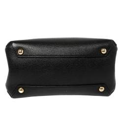 مملوكة مسبقًا Burberry Black Leather and House Check Canvas Mini Banner Tote