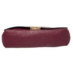 Pre Owned Burberry Burgundy Grain Leather Mildenhall Shoulder Bag
