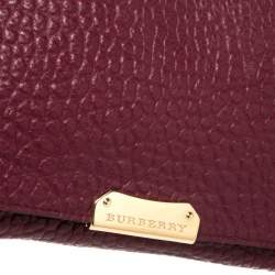 Pre Owned Burberry Burgundy Grain Leather Mildenhall Shoulder Bag