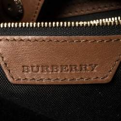 Pre Owned Burberry Beige/Brown Haymarket Check Canvas and Leather Small Canterbury Tote