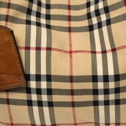 Pre Owned Burberry Beige/Brown Haymarket Check Canvas and Leather Small Canterbury Tote