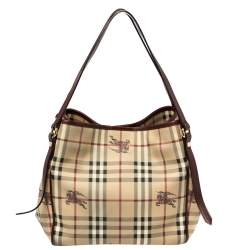 Pre Owned Burberry Multicolor Haymarket Check Canterbury Coated Canvas Tote Bag  