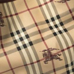 Pre Owned Burberry Multicolor Haymarket Check Canterbury Coated Canvas Tote Bag  