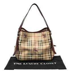 Pre Owned Burberry Multicolor Haymarket Check Canterbury Coated Canvas Tote Bag  