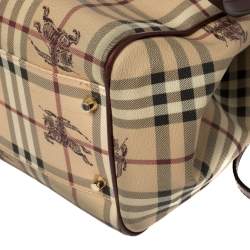 Pre Owned Burberry Multicolor Haymarket Check Canterbury Coated Canvas Tote Bag  