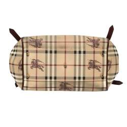 Pre Owned Burberry Multicolor Haymarket Check Canterbury Coated Canvas Tote Bag  