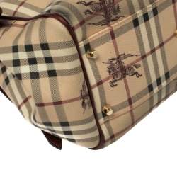 Pre Owned Burberry Multicolor Haymarket Check Canterbury Coated Canvas Tote Bag  