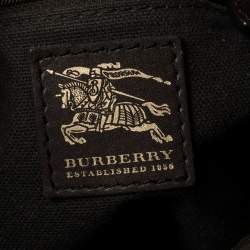 Pre Owned Burberry Beige/Brown Haymarket Coated Canvas and Leather Brooklyn Hobo