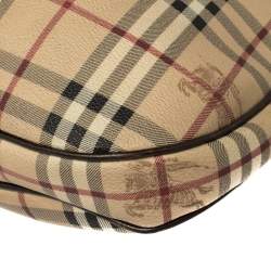 Pre Owned Burberry Beige/Brown Haymarket Coated Canvas and Leather Brooklyn Hobo