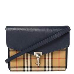 Burberry Vintage Check Canvas Cross-body Bag In Beige Multi