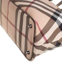 Pre Owned Burberry Beige/Black Nova Check Coated Canvas and Leather Nickie Tote