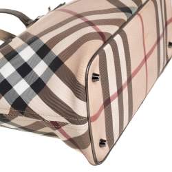 Pre Owned Burberry Beige/Black Nova Check Coated Canvas and Leather Nickie Tote