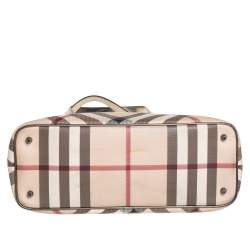 Pre Owned Burberry Beige/Black Nova Check Coated Canvas and Leather Nickie Tote