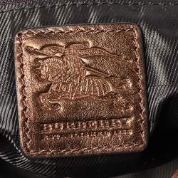 Pre Owned Burberry Metallic Bronze/Black Nova Check Canvas and Leather Brooke Hobo