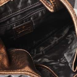 Pre Owned Burberry Metallic Bronze/Black Nova Check Canvas and Leather Brooke Hobo