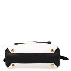 Pre Owned Burberry White/Black Leather and House Check Canvas Small Camberley Top Handle Bag