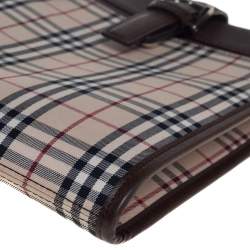 Burberry Brown/Beige House Check Fabric and Leather Messenger Bag