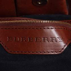 Pre Owned Burberry Brown House Check Canvas and Leather Bridle Whipstitch Tote