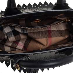 Pre Owned حقيبة يد بربري بانير صغيرة شراشيب جلد بروغ أسود