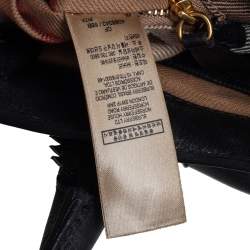 Pre Owned حقيبة يد بربري بانير صغيرة شراشيب جلد بروغ أسود