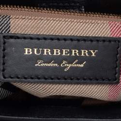 Pre Owned حقيبة يد بربري بانير صغيرة شراشيب جلد بروغ أسود