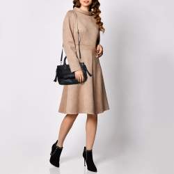 Pre Owned حقيبة يد بربري بانير صغيرة شراشيب جلد بروغ أسود