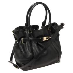 Pre Owned Burberry Black Leather Medium Golderton Tote