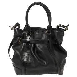 Pre Owned Burberry Black Leather Medium Golderton Tote
