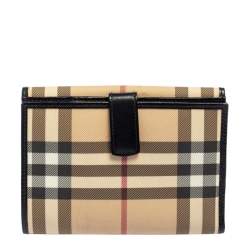 Burberry Beige/Black House Check PVC and Leather French Wallet