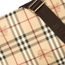 Burberry Beige Haymarket Check PVC and Leather Diaper Messenger Bag