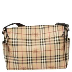 Burberry Beige Haymarket Check PVC and Leather Diaper Messenger Bag