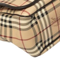 Burberry Beige Haymarket Check PVC and Leather Diaper Messenger Bag